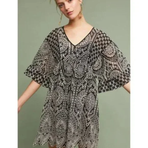Anthro AKEMI + KIN Brooke Embroidered Eyelet Swing Dress size 4 Anthropologie - Picture 5 of 8